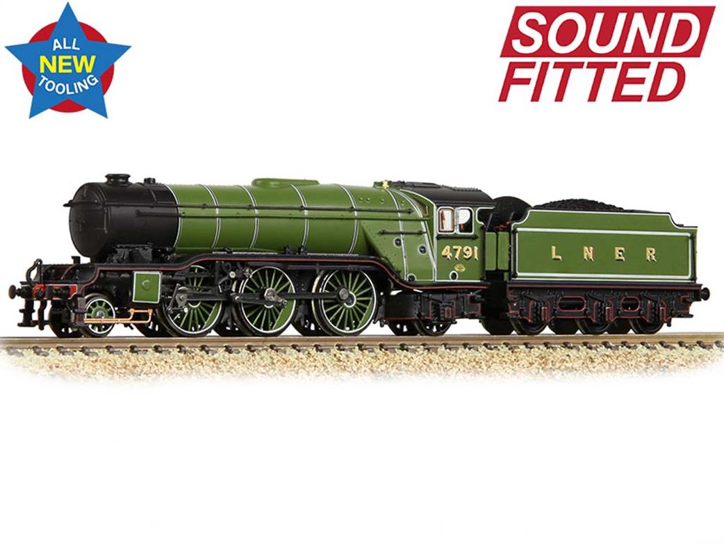 Graham Farish N 372-610SF LNER 4791 Gresley V2 Class 2-6-2 LNER Apple Green DCC Sound