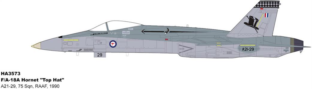 Hobby Master 1/72 HA3573 F/A-18A Hornet Top Hat A21-29, 75 Sqn. RAAF 1990