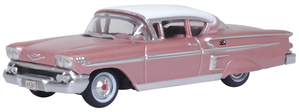 Oxford Diecast 1/87 87CIS58001 Chevrolet Impala Sport Coupe 1958 Cay Coral Metallic/Snowcrest White