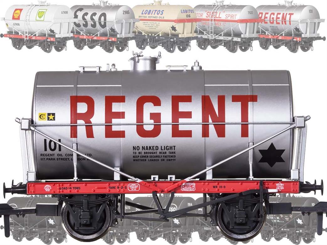 Dapol OO 4F-058-003 Regent 101 14-Ton Class A Air Ministry Design Oil Tank Wagon Silver Red Lettering