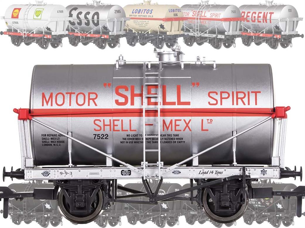 Dapol OO 4F-058-004 Shell Motor Spirit 7522 14-Ton Class A Air Ministry Design Oil Tank Wagon Silver