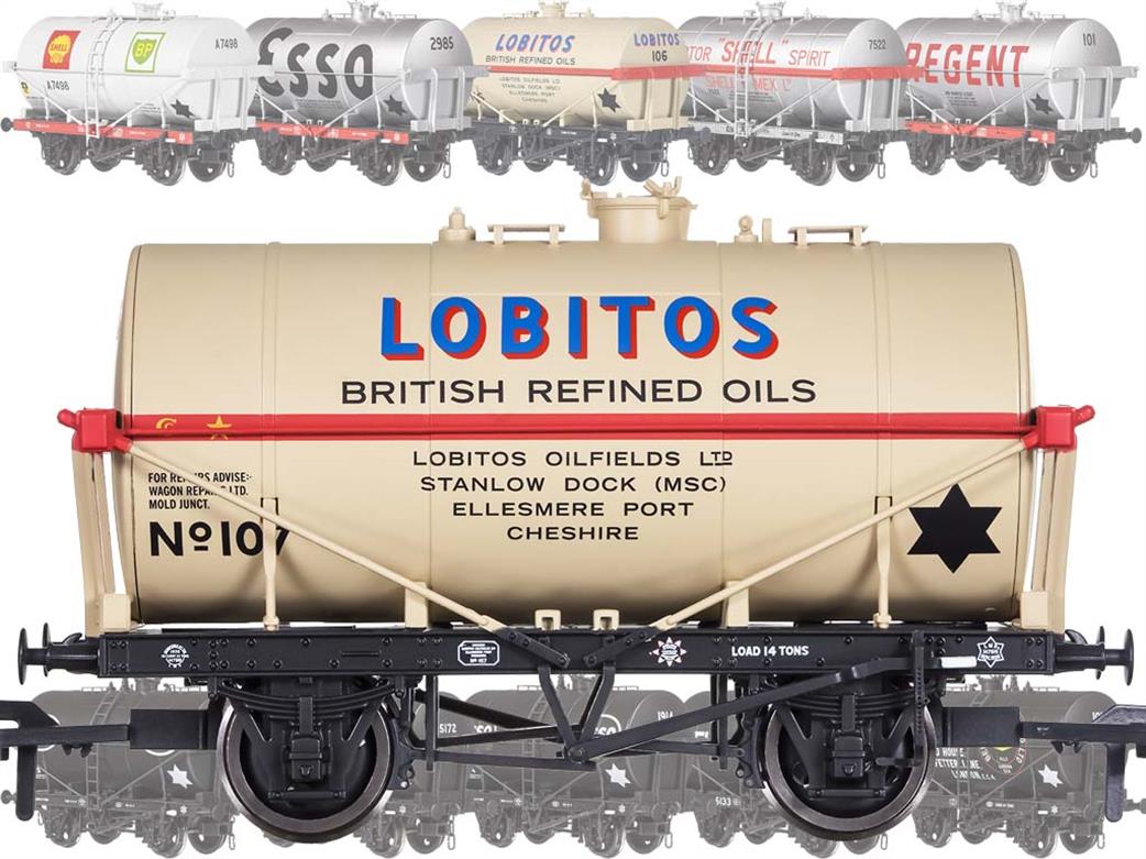 Dapol OO 4F-058-005 Lobitos 106 14-Ton Class A Air Ministry Design Oil Tank Wagon Stone Tank Blue/Red Lettering