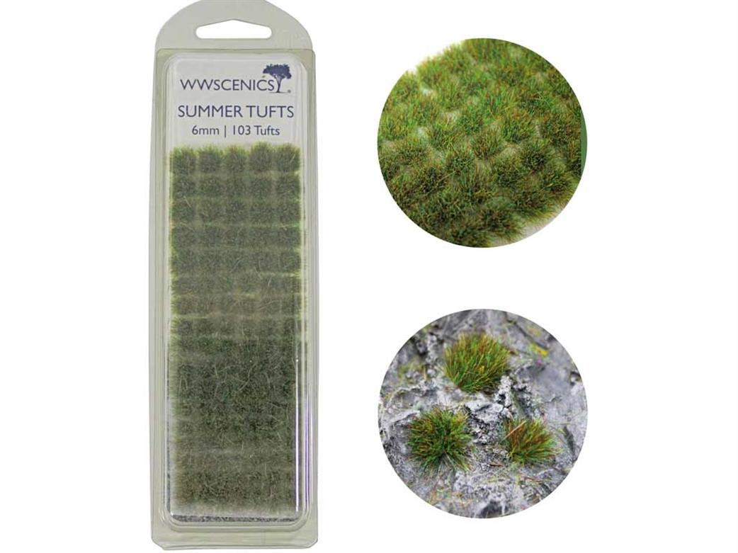 WWScenics  W3T-SU6 6mm Self-Adh Summer Grass Tufts x100