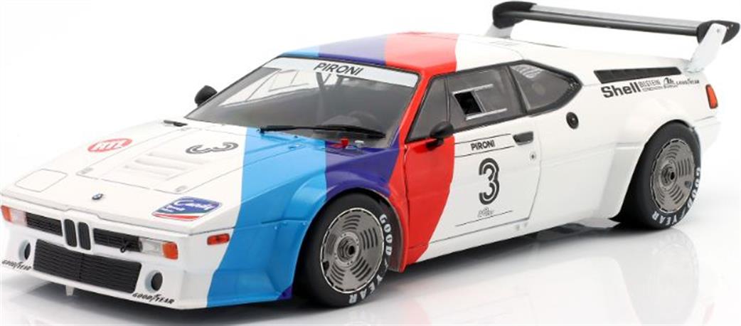 IXO 1/18 W1803006 BMW M1 Procar #3 M1 Procar Series 1979 Didier Pironi Werksdesign w/M-Stripes Diecast Model