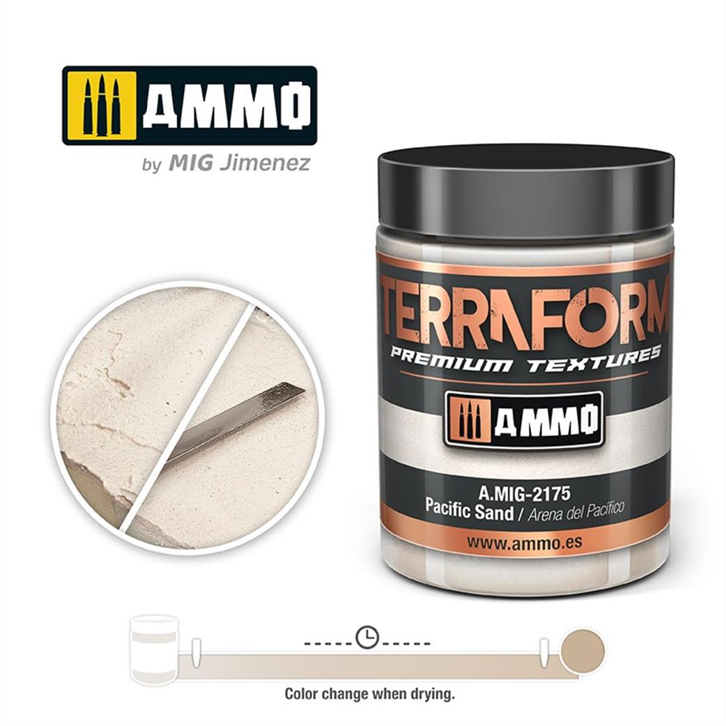 Ammo of Mig Jimenez  A.MIG-2175 Pacific Sand Terraform Acrylic Texture 100ml