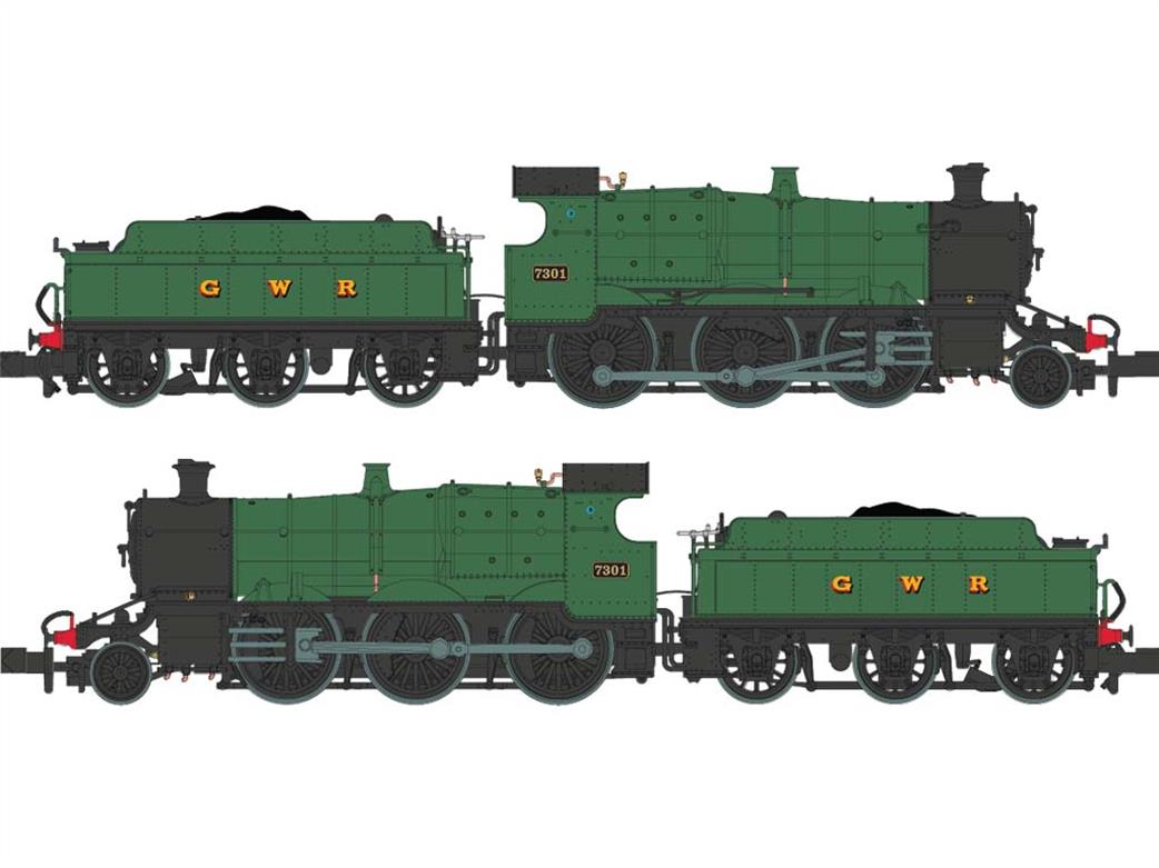 Dapol N 2S-043-003 GWR 7301 43xx Class 2-6-0 Mogul Green Lettered G W R