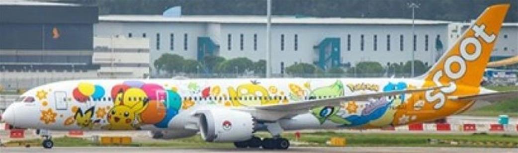 J C Wings 1/200 JCW SA2020 Boeing 787-9 Dreamliner Scoot Pokémon Livery 9V-OJJ W/Stand Diecast Model