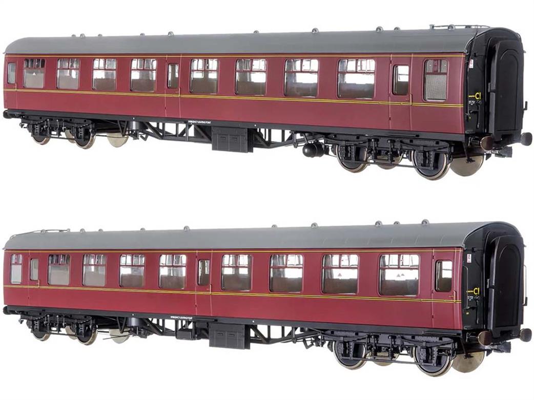 Dapol Lionheart Trains O Gauge 7P-001-606U BR UnNumbered Mk1 SO Second Open Coach Maroon Window Beading