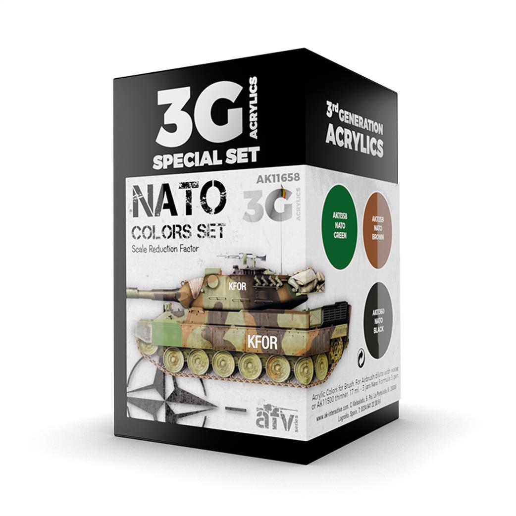 AK Interactive  AK11658 Nato Colours 3 Piece 3G Special Acrylic Paint Set