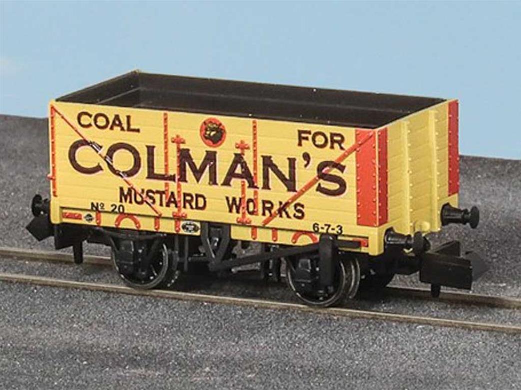 Peco N NR-7006 P Colmans Mustard 7 Plank Open Coal Wagon New 9ft Wheelbase Model