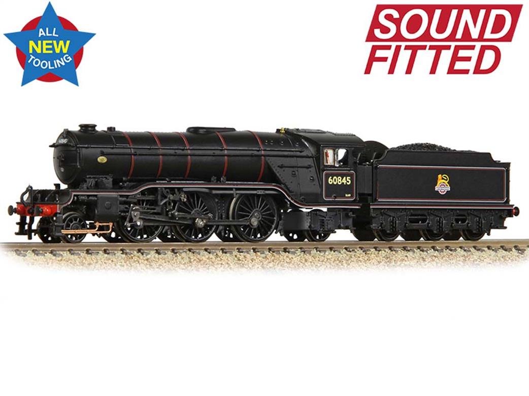 Graham Farish N 372-612SF BR 60845 LNER Gresley V2 Class 2-6-2 BR Lined Black Early Emblem DCC Sound