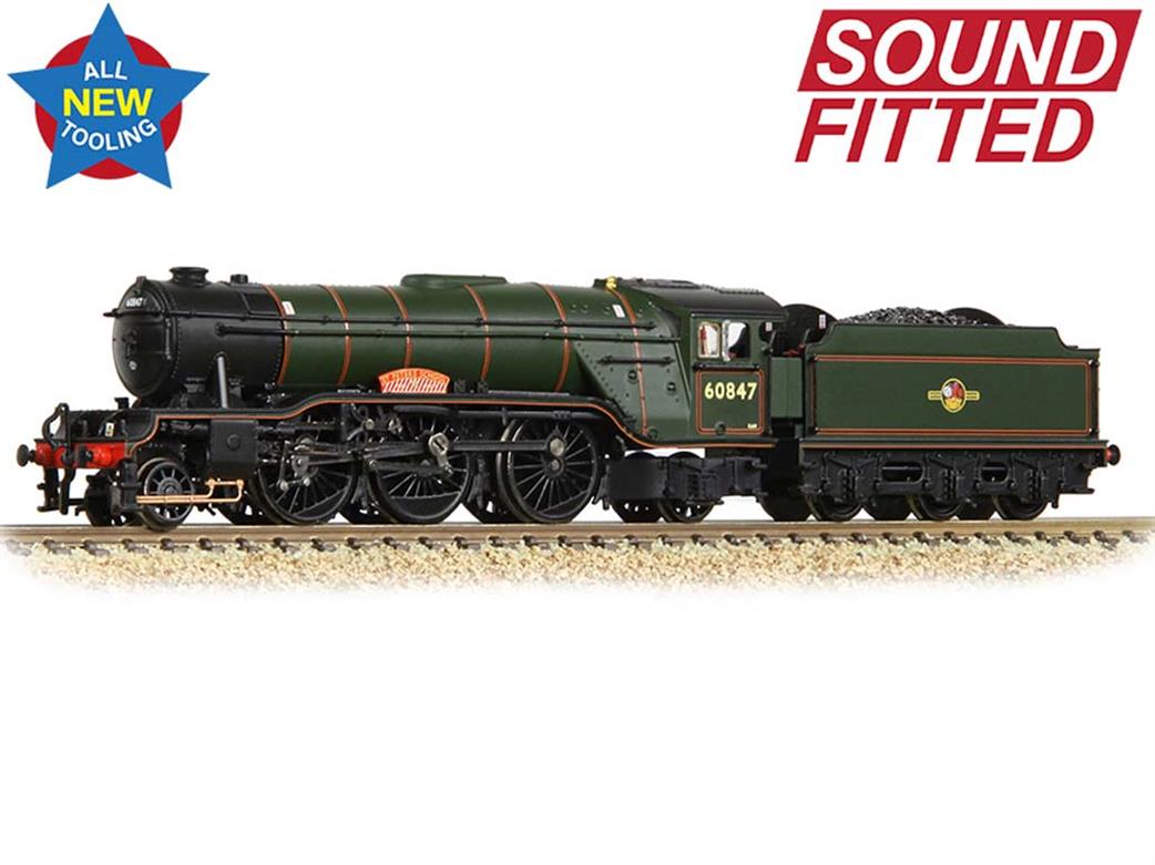 Graham Farish N 372-614SF BR 60847 St Peters School LNER Gresley V2 Class 2-6-2 BR Lined Green Late Crest DCC Sound