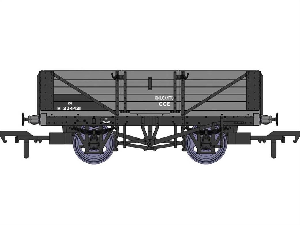 Rapido Trains OO 937011 BR M234421 ex-LMS DIagram 1666 5 Plank Open Wagon BR Goods Grey Loan to Civil Engineer