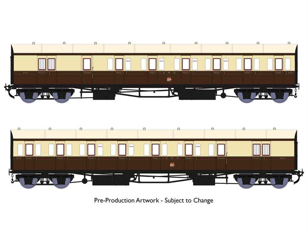 Rapido Trains OO 946002 GWR 2 Coach B-Set Pack 6423 6424 Chocolate & Cream Interwar Livery