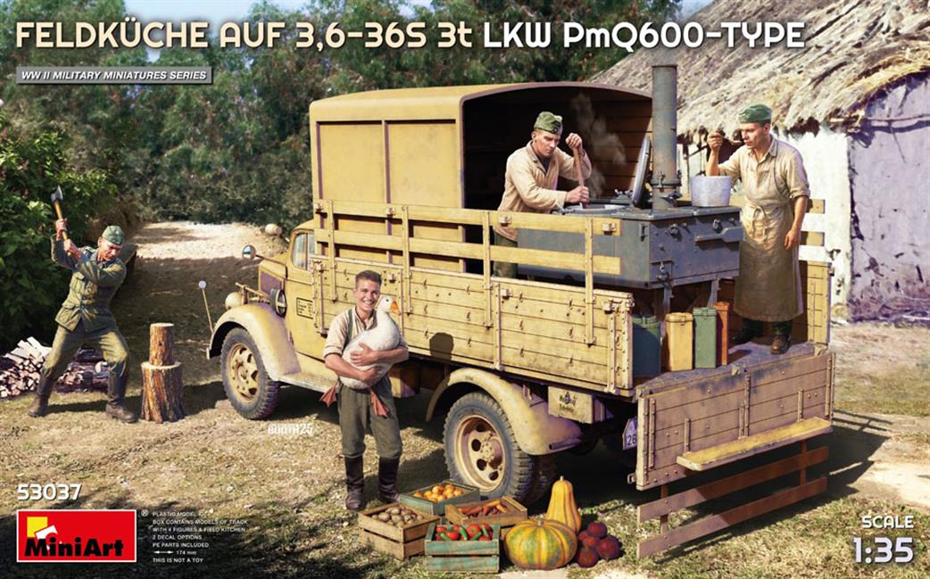 MiniArt 1/35 53037 Field Kitchen FeldKuche Auf 3 PmQ600 Type Plastic Kit
