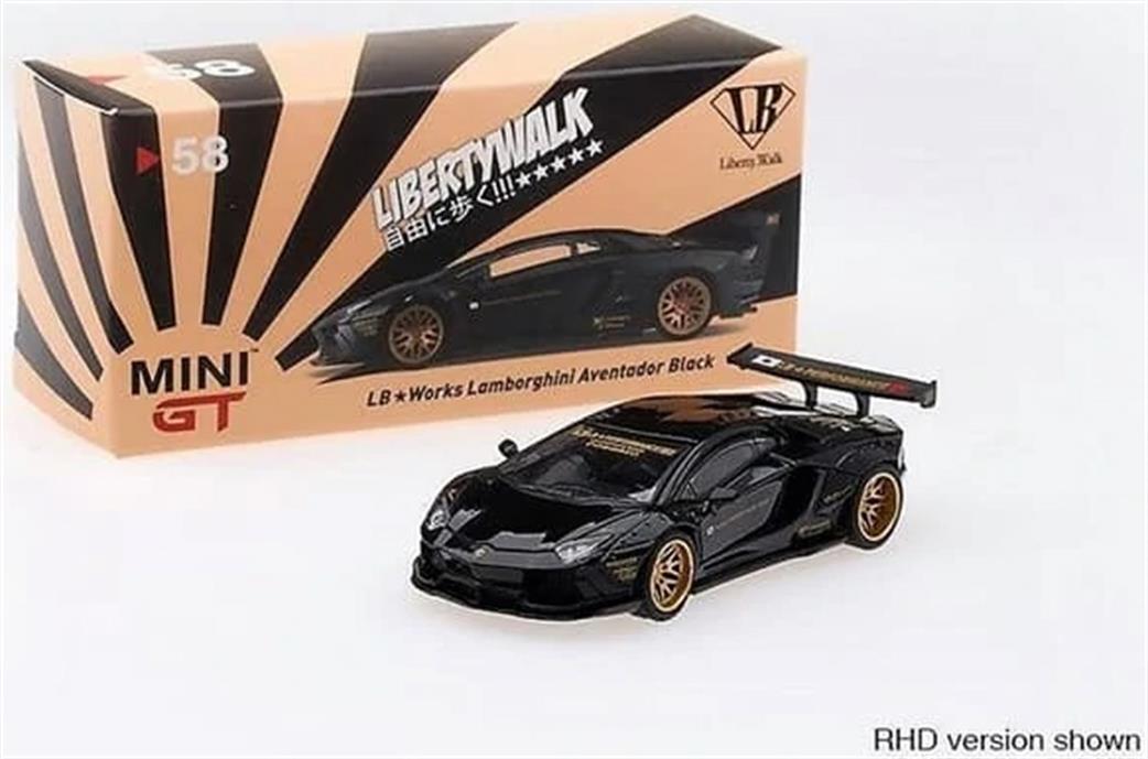 MiniGT 1/64 MGT00058-R LB Works Lamborghini Aventador Black RHD