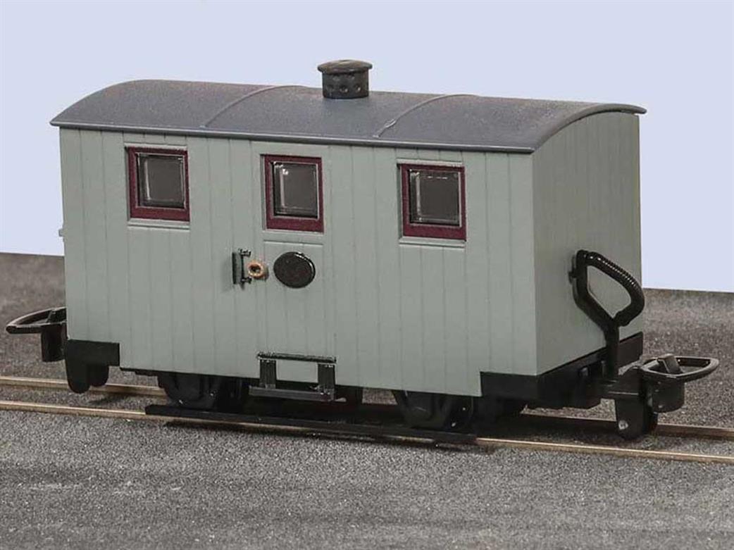 Peco OO9 GR-570UY Festiniog Railway 4 wheel Quarrymans Coach Grey Unlettered