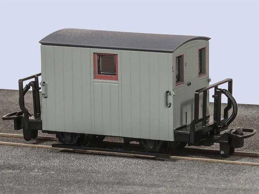 Peco OO9 GR-580UY Festiniog Railway 4 wheel Quarrymans & Goods Train Brake Van Twin Balcony Grey Unlettered