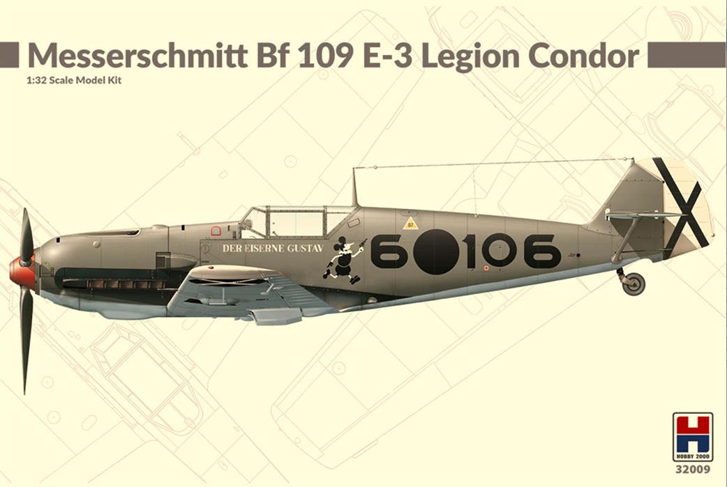 Hobby 2000 1/32 32009 German Messerschmitt BF109 E-3 Legion Condor Plastic Kit110E Dragon Plastic Kit