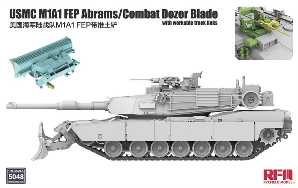 Rye Field Model 1/35 5048 USMC M1A1 FEP Abrams Tank with Combat Dozer Blade Kit