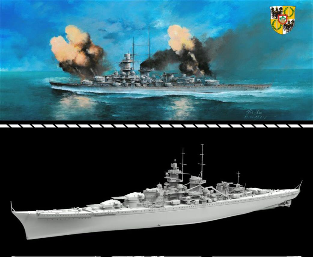 Flyhawk 1/700 FH1149 German Battleship Gneisenau 1940 Plastic Kit