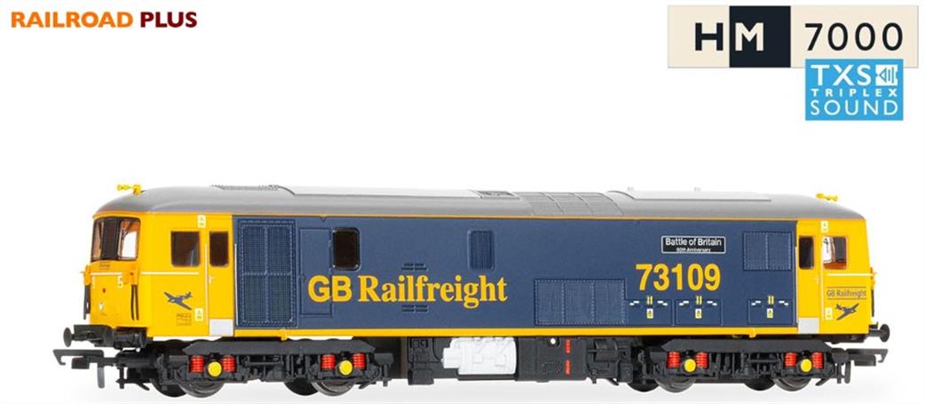 Hornby OO R30176TXS Railroad Plus GBRf 73109 Battle of Britain Class 73 Bo-Bo Electro-Diesel GB Railfreight Blue & Orange Sound Fitted