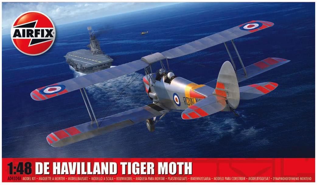 Airfix 1/48 A04104A De Havilland Tiger Moth Aircraft Kit