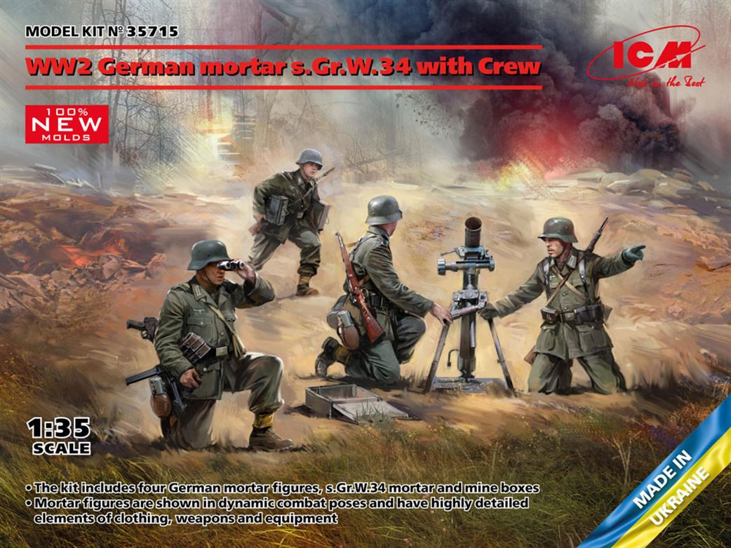 ICM 1/35 35715 WWII German Mortar s.Gr.W.34 with Crew