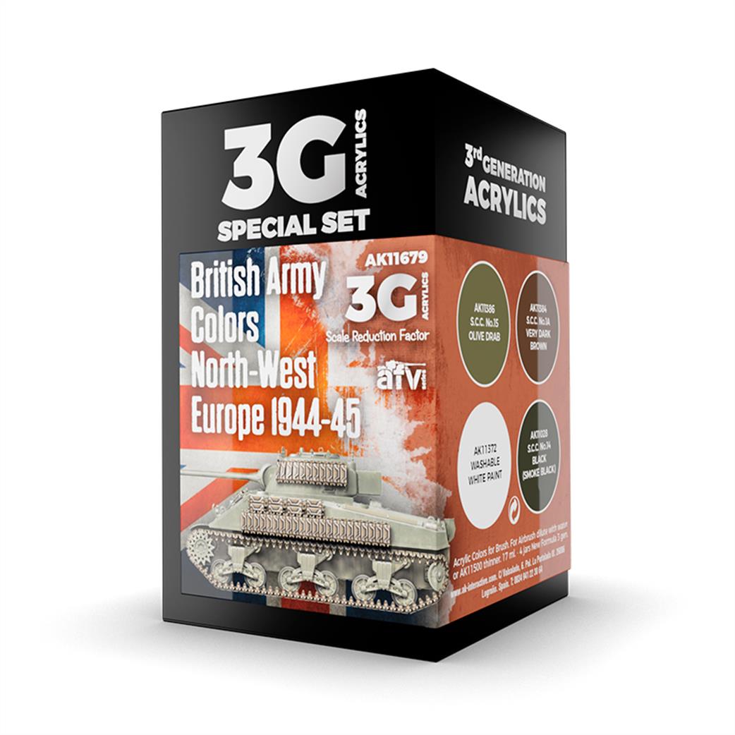 AK Interactive  AK11679 British Army Colors North-West Europe 1944-45 3G Special Acrylic Paint Set