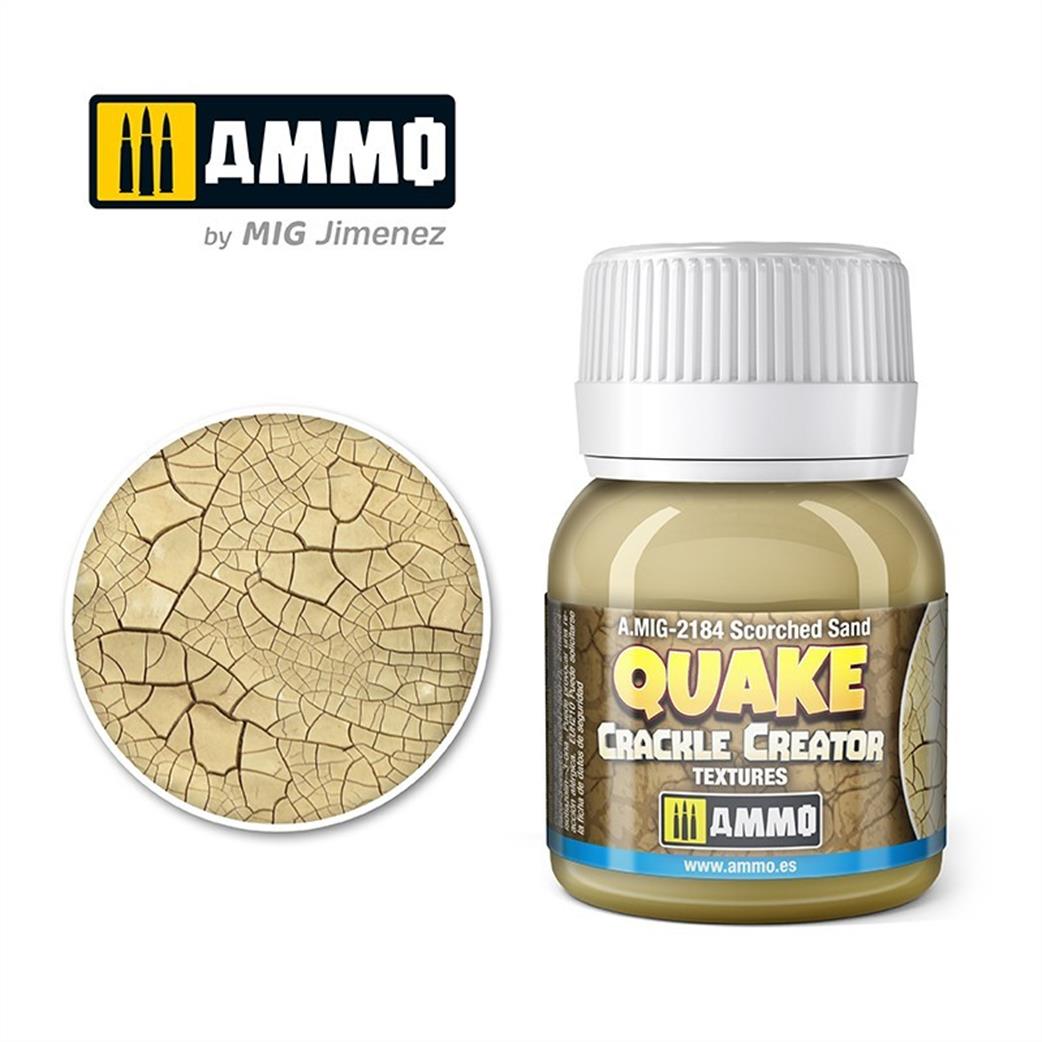 Ammo of Mig Jimenez  A.MIG-2184 Quake Crackle Base Paint Scorched Sand 40ml jar