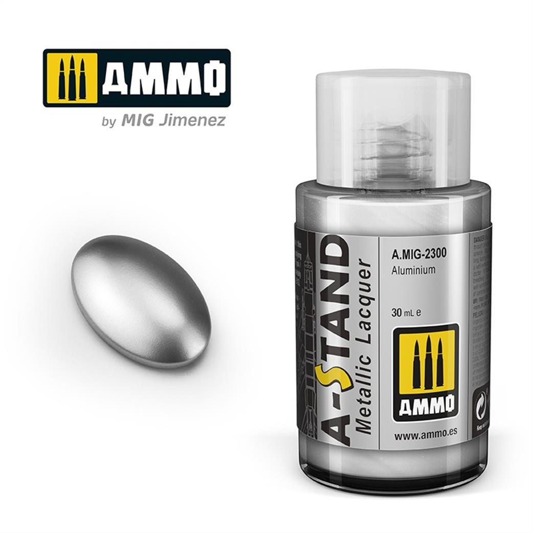 Ammo of Mig Jimenez  A.MIG-2300  A-Stand Aluminium Metallic Lacquer 30ml Bottle