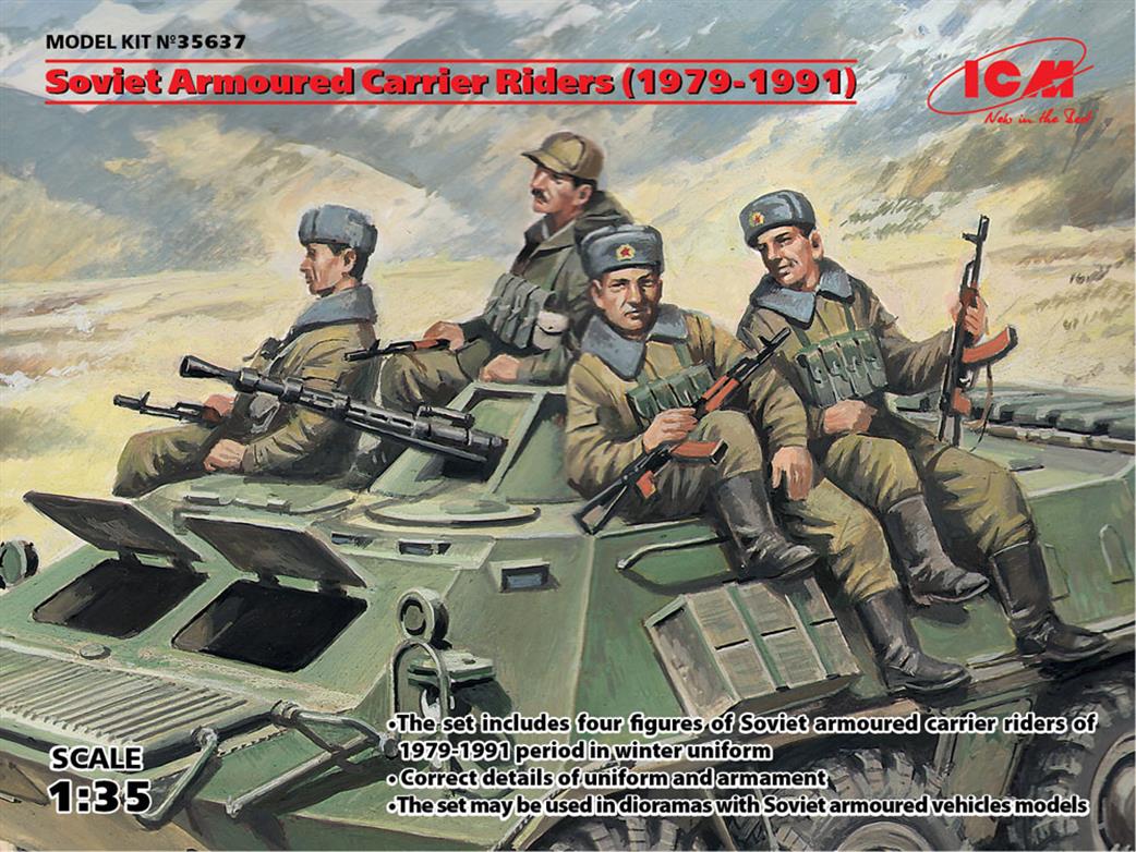 ICM 1/35 35637 Soviet Armoured Carrier Riders 4 Ready To Assemble And Paint Figures