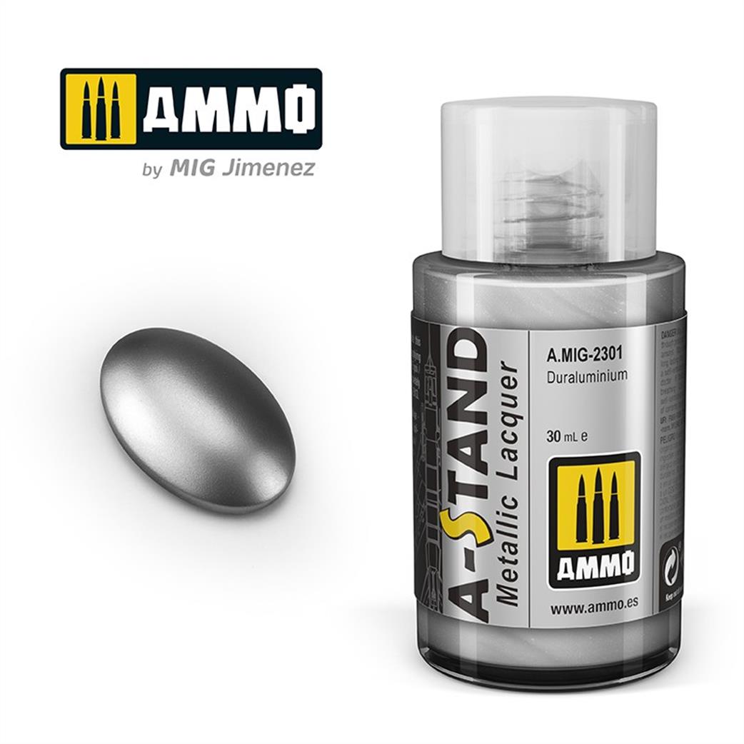 Ammo of Mig Jimenez  A.MIG-2301  A-Stand Duraluminium Metallic Lacquer 30ml Bottle