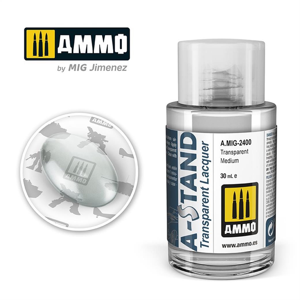 Ammo of Mig Jimenez  A.MIG-2400 A-Stand Transparent Medium 30ml Bottle