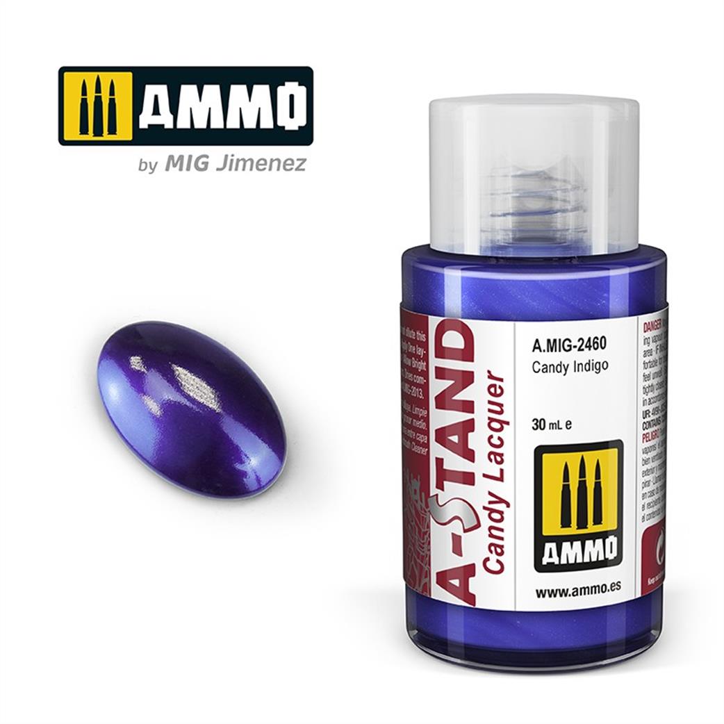 Ammo of Mig Jimenez  A.MIG-2460 A-Stand Candy Indigo Lacquer 30ml Bottle