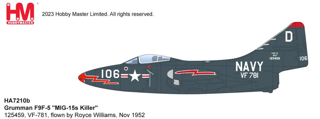 Hobby Master 1/48 HA7210B Grumman F9F-5 Mig-15s Killer Royce Williams