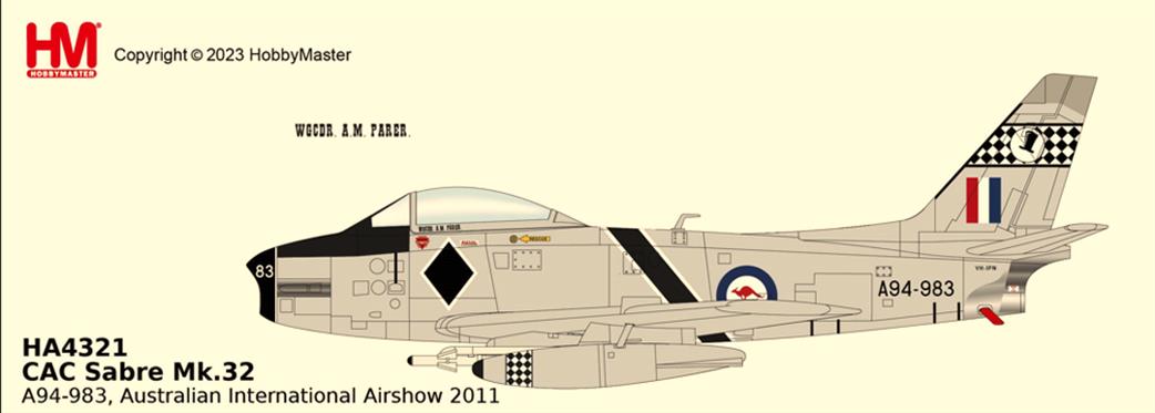 Hobby Master 1/72 HA4321 CAC Sabre Mk.32 Australian International Airshow 2011