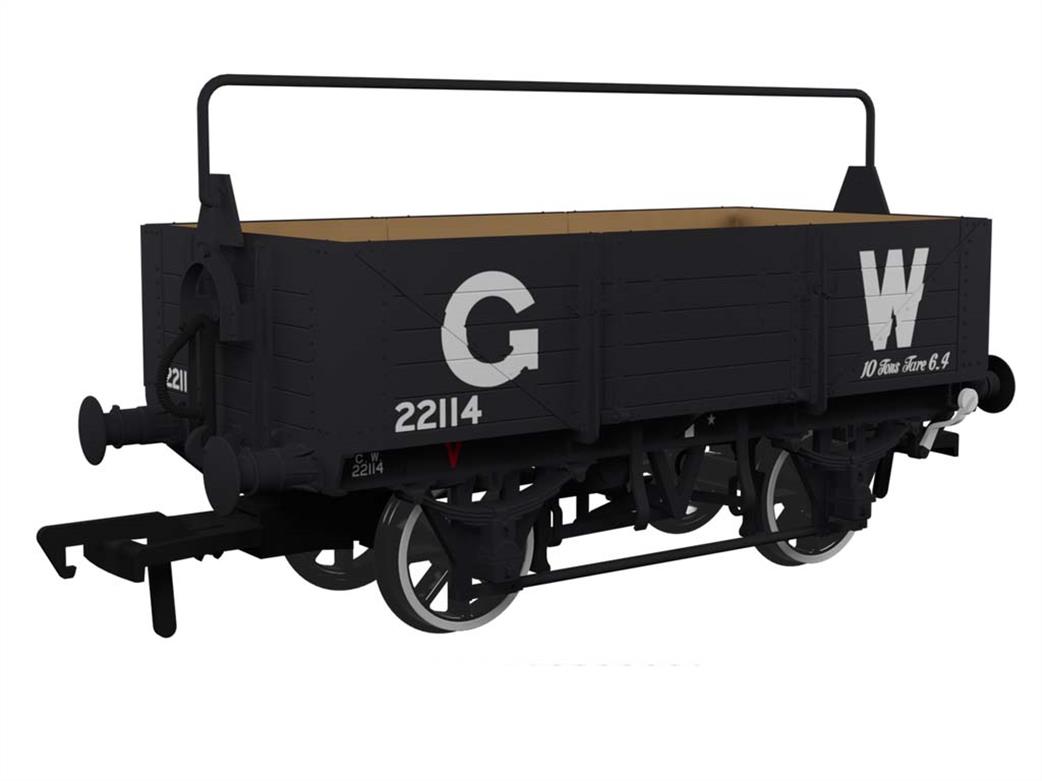 Rapido Trains OO 943013 GWR 22114 Diagram O15 Vacuum Braked 5 Plank Open Wagon with Sheet Rail GWR Grey 25in Lettering