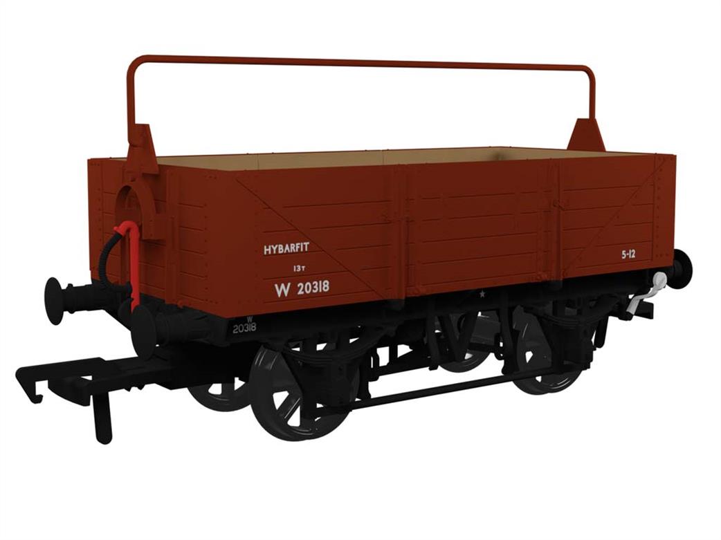 Rapido Trains OO 943022 BR W20318 GWR Diagram O15 Vacuum Braked 5 Plank Open Wagon with Sheet Rail BR Bauxite HYBARFIT