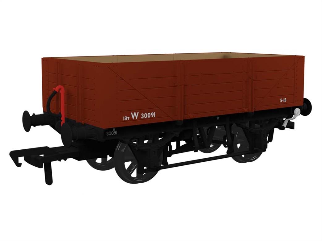 Rapido Trains OO 943023 BR W30091 GWR Diagram O15 Vacuum Braked 5 Plank Open Wagon BR Bauxite