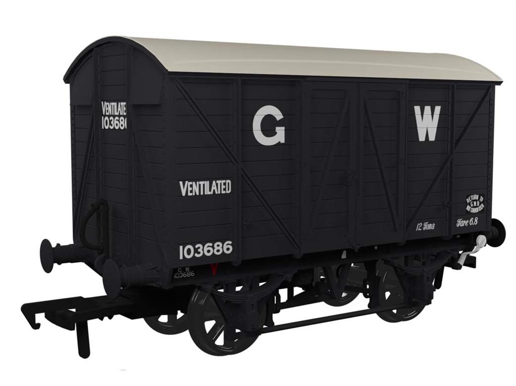 Rapido Trains OO 944006 GWR 103686 Diagram V14 Vacuum Braked MINK A Ventilated Box Van GWR Grey 16in Lettering