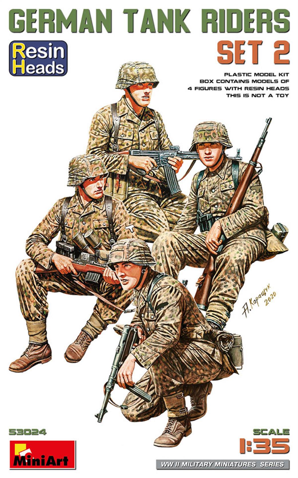 MiniArt 53024 German Tank Riders Set 2 Four Ready To Assemble And Paint Figures With Resin Heads