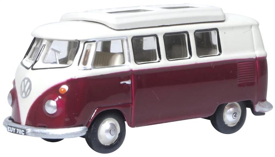 Oxford Diecast 1/76 76VWS010 VW T1 Camper Titan Red/Beige Grey