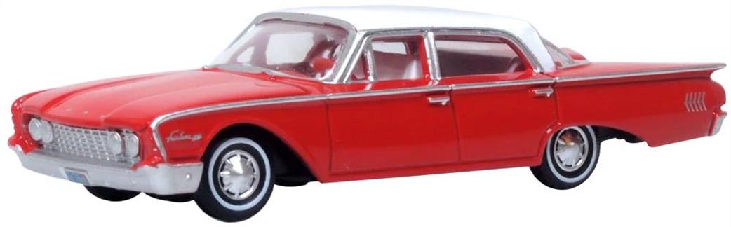 Oxford Diecast 1/87 87FF60001 1960 Ford Fairlane Sedan 500 Town Monte Carlo Red/Corinthian White