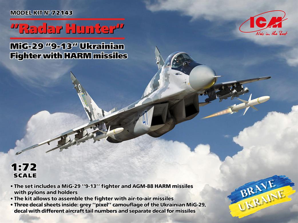 ICM 1/72 72143 Radar Hunter Mig-29 Ukrainian Air Force Plastic Kit