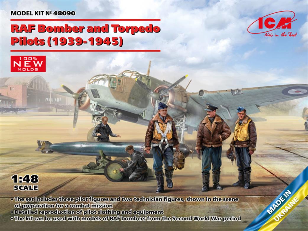 ICM 1/48 48090 RAF Bomber And Torpedo Pilots Five Ready To Assemble Plastic Figures