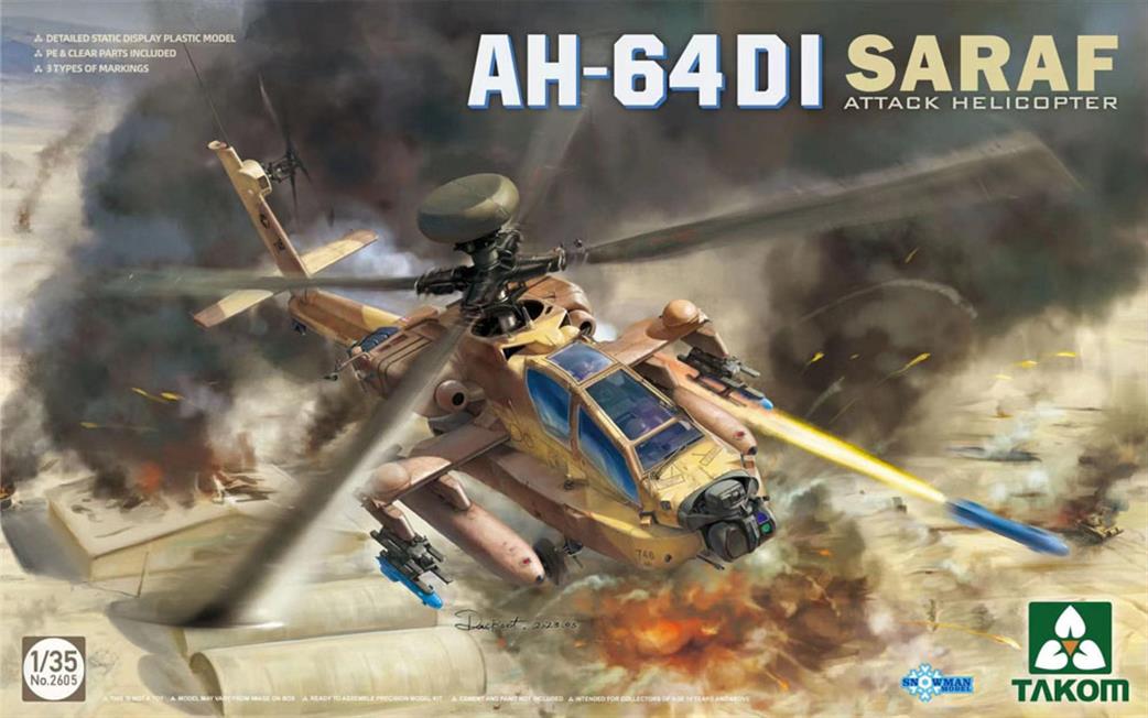 Takom 1/35 02605 AH-64DI Apache Saraf Longbow Attack Helicopter Plastic Kit