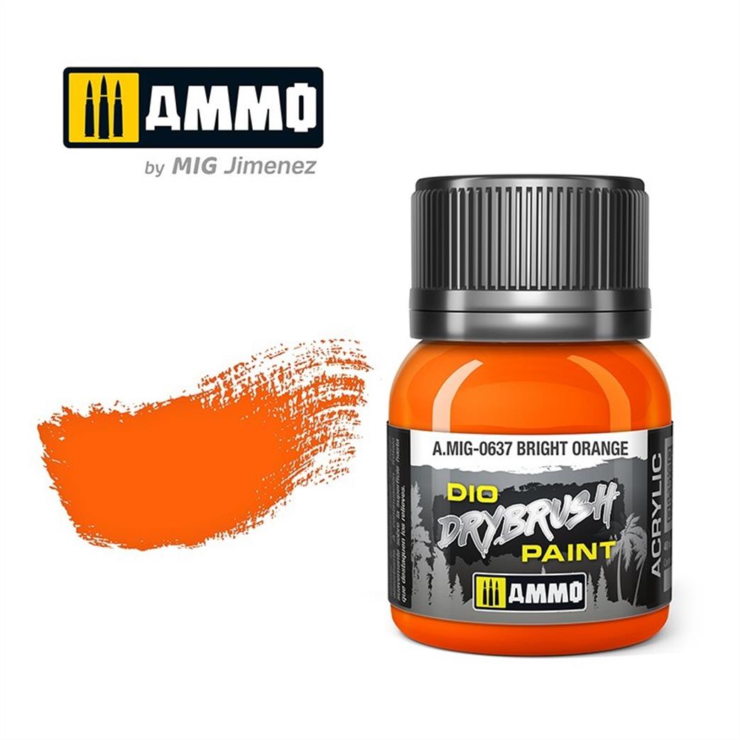 Ammo of Mig Jimenez  A.MIG-0637 Bright Orange Special Dio Drybrush Paint 40ml Pot