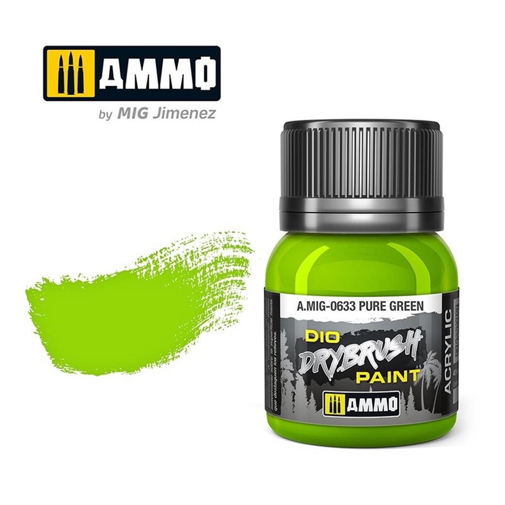 Ammo of Mig Jimenez  A.MIG-0633 Pure Green Special DIO Drybrush Paint 40ml Pot