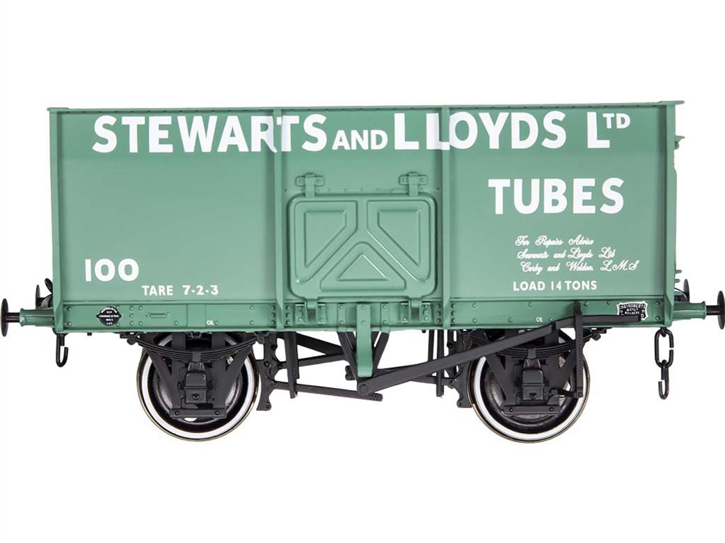 Dapol O Gauge 7F-041-007 Stewarts & Lloyds 100 Charles Roberts Slope Sided 14 Ton Mineral Wagon S&L Green 1935-1950s